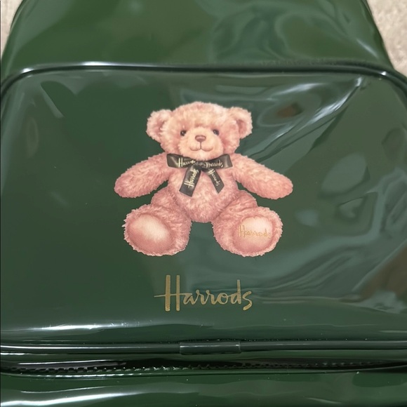 New Harrods Dark Green Mini Backpack with Teddy Bear Motif - Picture 2 of 6